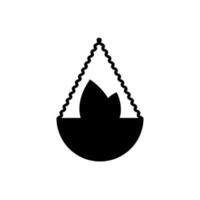 pendaison pot de fleur icône. noir silhouette de pot avec plante d'appartement. vecteur illustration de pictogramme pour Accueil intérieur, jardin et Extérieur conception.