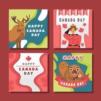 ensemble de cartes de voeux pour la fête du canada vecteur