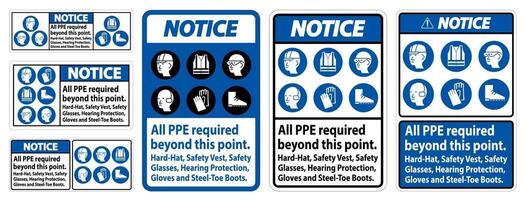 avis ppe requis au-delà de ce point casque de sécurité gilet de sécurité lunettes de sécurité protection auditive vecteur