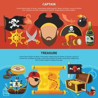 Bannières de dessin animé de capitaine pirate vector illustration