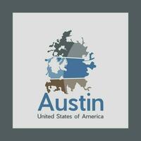 Austin ville carte géométrique Créatif logo vecteur