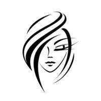 logo de visage de femme vecteur