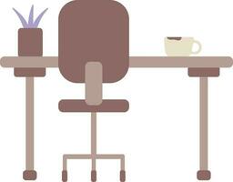 Bureau chaise et table avec café Coupe. plat style vecteur illustration.