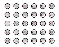 régler les pneus et les roues. vecteur d'icône de voiture de roue de disque.