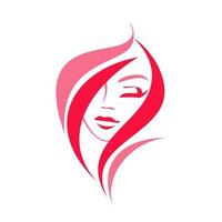 logo visage féminin avec une belle coiffure vecteur