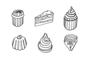 continu un ligne dessin de gâteau. concept pour café, boulangerie, Pâtisserie, restaurant. moderne style vecteur illustration sur isolé Contexte.