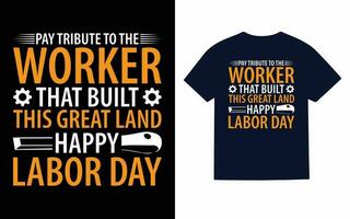 conception de t-shirt de la fête du travail vecteur