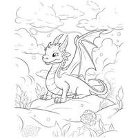 mignonne dragon coloration livre pages vecteur