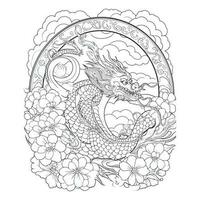 mignonne dragon coloration livre pages vecteur