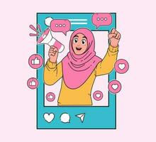 hijab femmes, social médias influenceurs, contenu créateurs vecteur