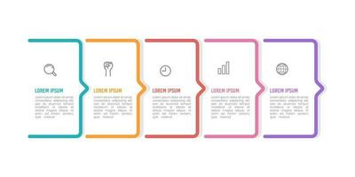 affaires infographie modèle 5 pas ou options. vecteur illustration.