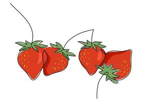 fraise continu un ligne dessin, fruit vecteur illustration.