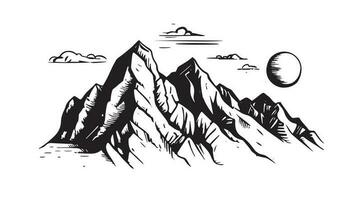 rocheux montagnes, main tiré style, vecteur illustration.