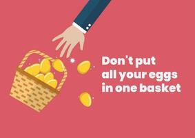 ne pas mettre tout votre des œufs dans un panier vecteur