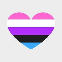 mignonne vecteur cœur dans lgbtq drapeau couleurs. cinq horizontal rayures, le sexe fluide drapeau, non fixé le sexe identité, fierté mois.