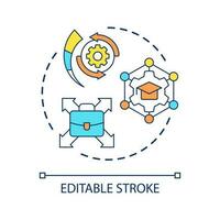 éducation pour affaires carrière concept icône. entreprise Personnel entraînement. apprentissage processus abstrait idée mince ligne illustration. isolé contour dessin. modifiable accident vasculaire cérébral vecteur