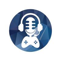 jeu casque de musique et manette et Podcast logo cercle forme vecteur illustration