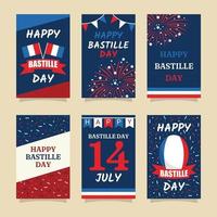 collection de cartes de voeux bastille day vecteur