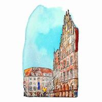 Munster Allemagne aquarelle main tiré illustration isolé sur blanc Contexte vecteur