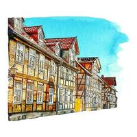 architecture wernigerode Allemagne aquarelle main tiré illustration isolé sur blanc Contexte vecteur