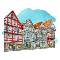 fritzlar Allemagne aquarelle main tiré illustration isolé sur blanc Contexte vecteur