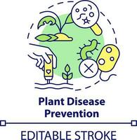 plante maladie la prévention concept icône. microorganismes contrôle. augmenté surgir rendement abstrait idée mince ligne illustration. isolé contour dessin. modifiable accident vasculaire cérébral vecteur