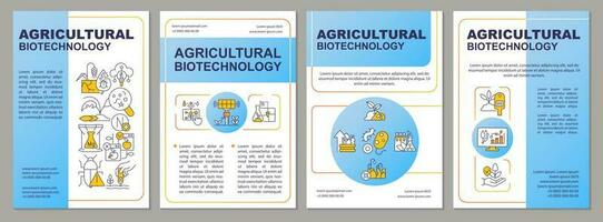 agricole biotechnologie bleu brochure modèle. brochure conception avec linéaire Icônes. modifiable 4 vecteur mises en page pour présentation, annuel rapports