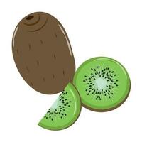 entier kiwi et Couper dans moitiés vecteur