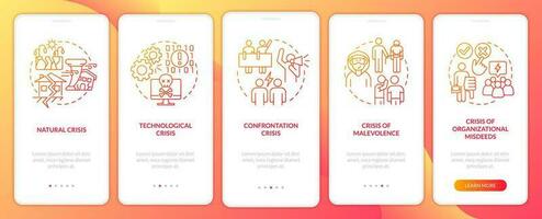 les types de crise rouge pente l'intégration mobile app filtrer. affaires des risques procédure pas à pas 5 pas graphique instructions avec linéaire concepts. interface utilisateur, ux, gui modèle vecteur