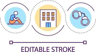 emprisonnement boucle concept icône. accusé de la criminalité et détenu. incarcération. détenu abstrait idée mince ligne illustration. isolé contour dessin. modifiable accident vasculaire cérébral vecteur