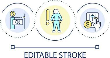 la pauvreté la prévention boucle concept icône. dépenses gestion. financier règlements. mode de vie se glisser abstrait idée mince ligne illustration. isolé contour dessin. modifiable accident vasculaire cérébral vecteur