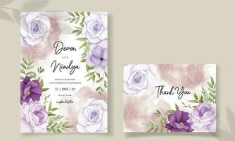 élégant mariage invitation carte avec doux fleurs vecteur