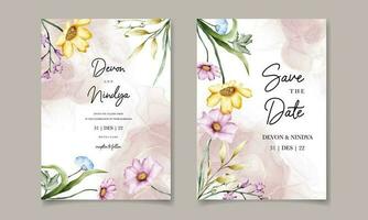 élégant mariage invitation carte avec magnifique aquarelle fleurs vecteur