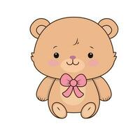 vecteur nounours ours avec rose attacher icône. vecteur marron jouet ours avec mignonne sourire icône.