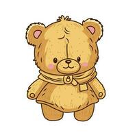 vecteur marron jouet ours lionceau avec marron écharpe icône. vecteur nounours ours icône.