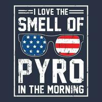 je l'amour le odeur de pyro dans le Matin feu d'artifice 4e de juillet T-shirt vecteur