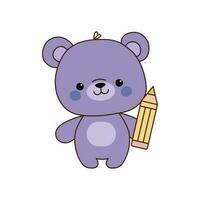 vecteur mignonne ours dessin animé en portant crayon icône. vecteur jouet ours dessin icône.