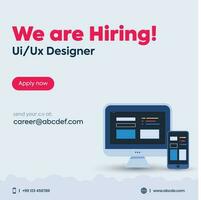 nous sont embauche. nous sont embauche produit designer annonce bannière. ui ux développeur embauche annonce Publier pour social médias. produit designer emploi alerte. Humain Ressource embauche appliquer maintenant. heure. Nouveau emploi vecteur