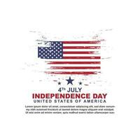 content américain indépendance journée sur 4e de juillet salutation conception illustration avec drapeau rugueux brosse accident vasculaire cérébral texture vecteur