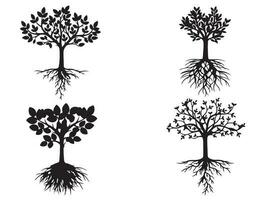 forêt silhouettes de magnifique longue les racines arbre collection ensemble vecteur art conception