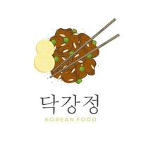 épicé coréen frit poulet dakgangjeong illustration logo vecteur