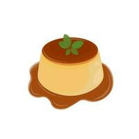 logo illustration de purine Japonais Crème pudding avec caramel sauce vecteur