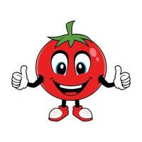 souriant tomate fruit dessin animé mascotte donnant les pouces en haut. vecteur illustration de rouge tomate personnage avec divers mignonne expression