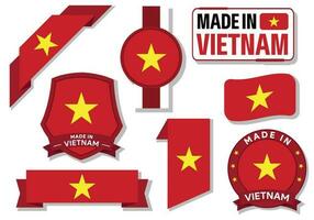 collection de fabriqué dans vietnam badges Étiquettes vietnam drapeaux dans ruban vecteur illustration