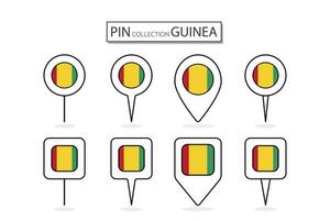 ensemble de plat épingle Guinée drapeau icône dans diverse formes plat épingle icône illustration conception. vecteur