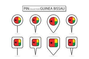 ensemble de plat épingle Guinée Bissau drapeau icône dans diverse formes plat épingle icône illustration conception. vecteur