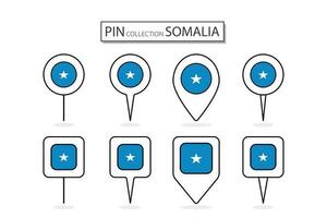 ensemble de plat épingle Somalie drapeau icône dans diverse formes plat épingle icône illustration conception. vecteur