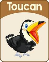 carte de mot anglais éducatif de toucan vecteur