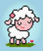 8 bit pixel de mouton . animal pixels pour Jeu les atouts et traverser point motifs dans vecteur illustrations.