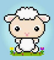 8 bit pixel de mouton. animal pixels pour Jeu les atouts et traverser point motifs dans vecteur illustrations.